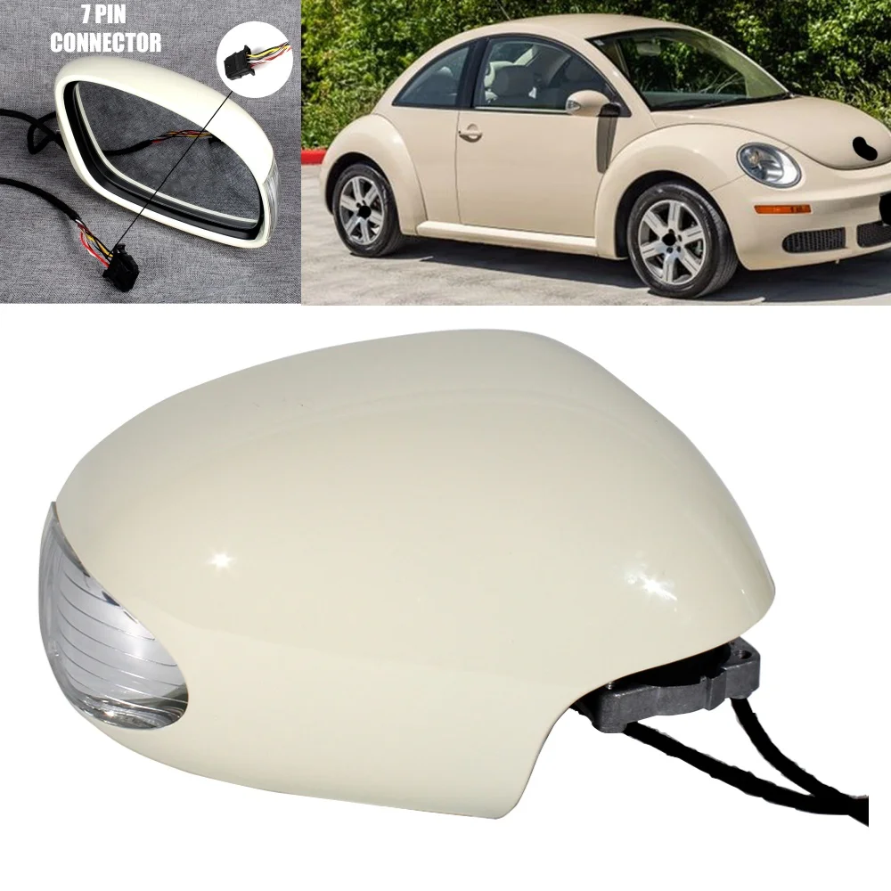 Right Side 7 Pins cream beige Painted Power Adjust Reversing Mirror For VW Beetle 2006 2007 2008 2009