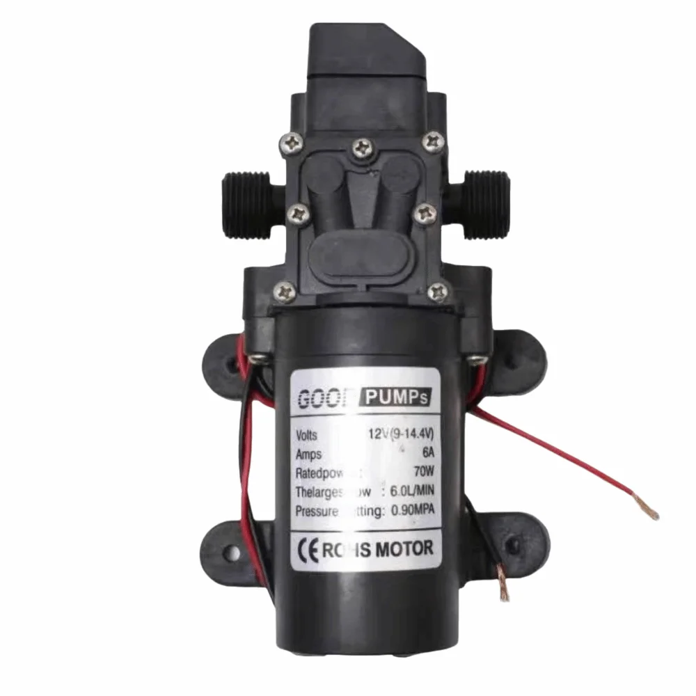 Durable 12V DC Diaphragm Water Pump 0.9MPA 130Psi 6 L/Min High Pressure Pump 20mm Pipe 70W Self Priming Pump Car washer