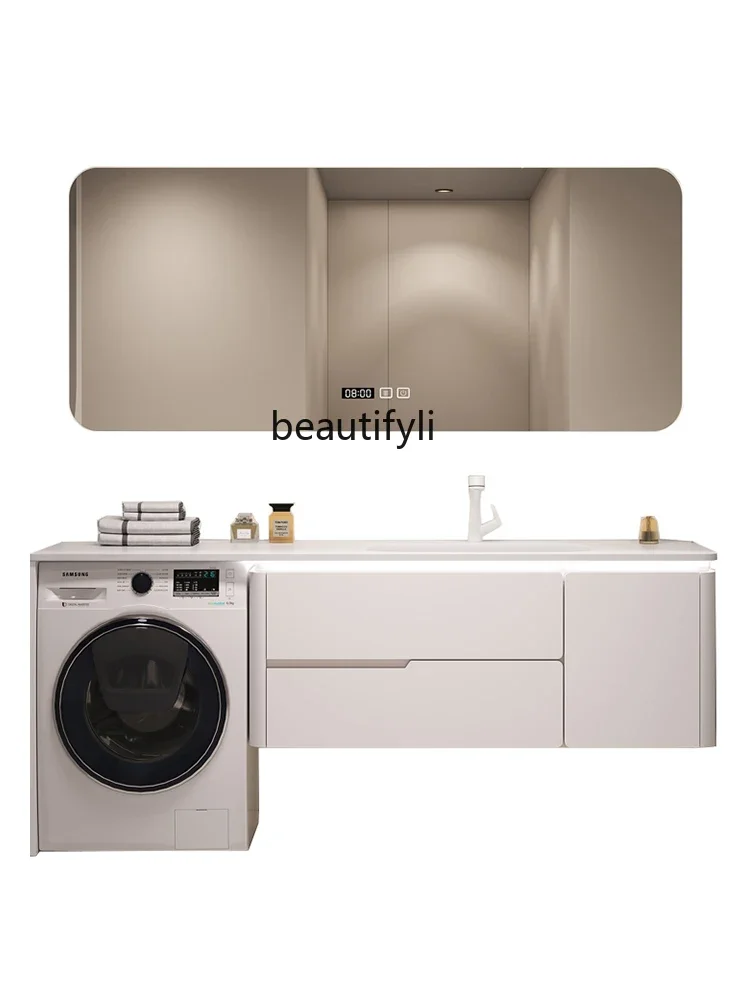 

Balcony Washing Machine Bathroom Cabinet Combination Washstand Bathroom Hand Washing and Face Washing Whole Washbin