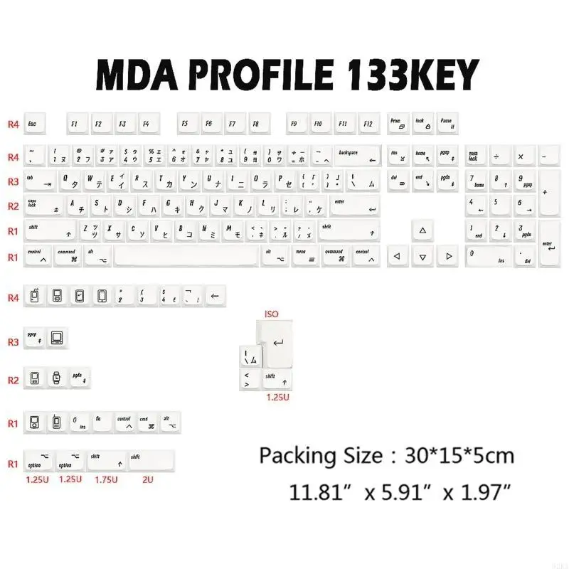 62KA Keycaps Keycaps Dye Sub PBT MDA Keycap cho GK61/64/68/75/84/87/96/980/104/108 MX Công tắc cơ học 133 Keys
