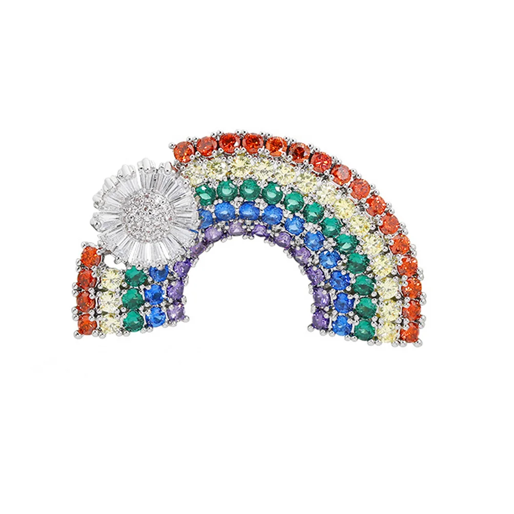 

Rainbow Shape Brooch Pin Fashion Women Wedding Decor Breastpin Cartoon Zircon Durable Mini Practical Jewelry Accessories Gift