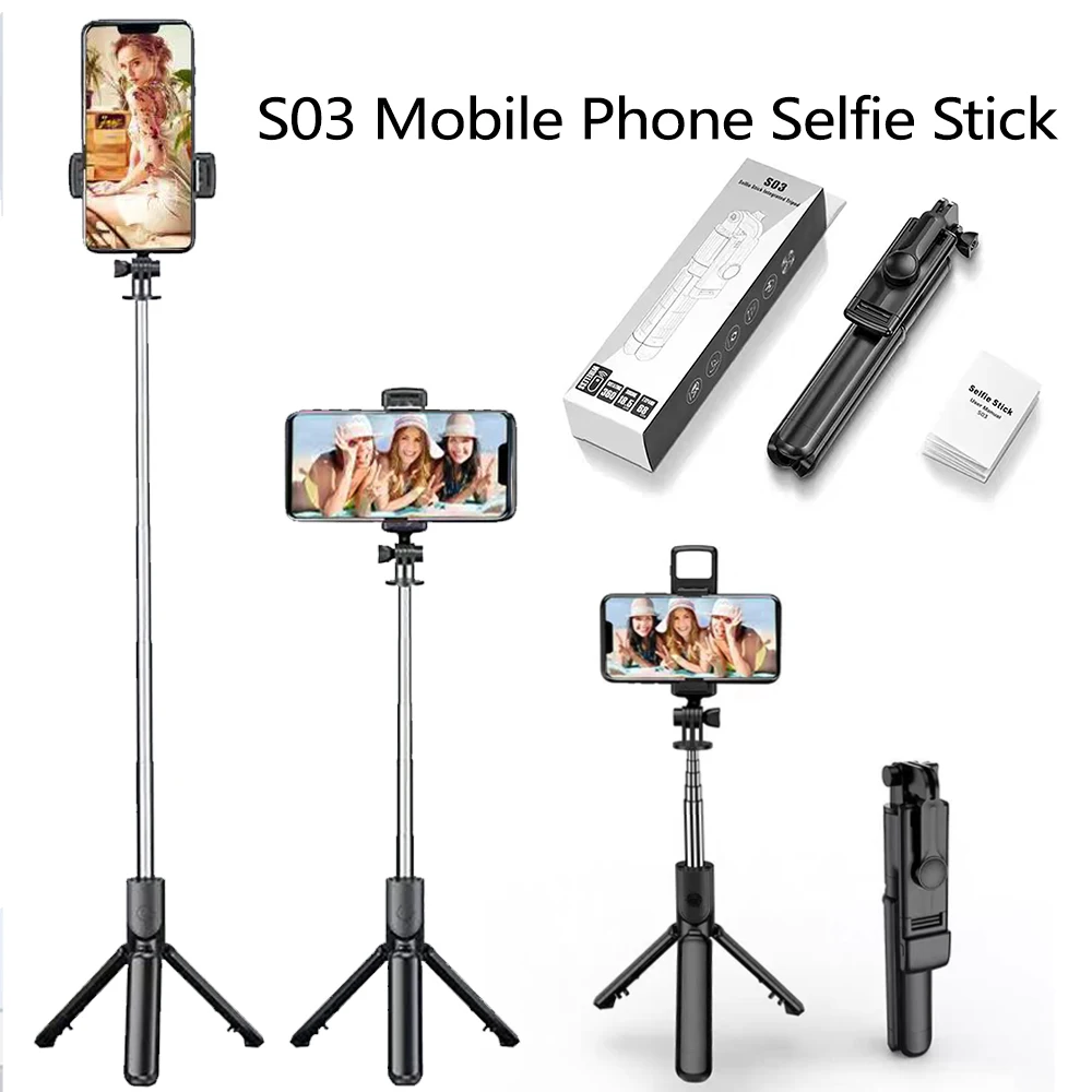S03 68cm 셀카봉 삼각대 스탠드 블루투스 리모컨 확장 삼각대 아이폰 휴대폰 틱톡 짐벌 무선 휴대폰