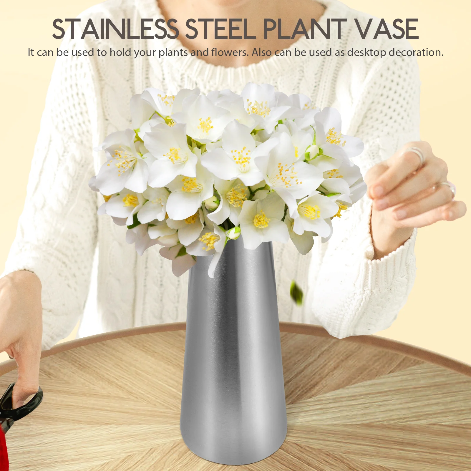 

Ornaments Metal Vase Flower Pot Small Stainless Steel for Indoor Plants Desktop
