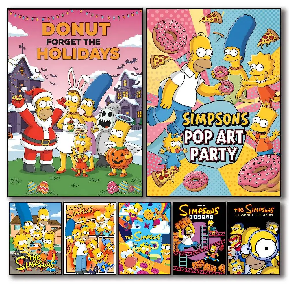 Cartoon The S-Simpsons Poster Self-adhesive Art Room Entrance Restaurant Wall Decor Art Painting