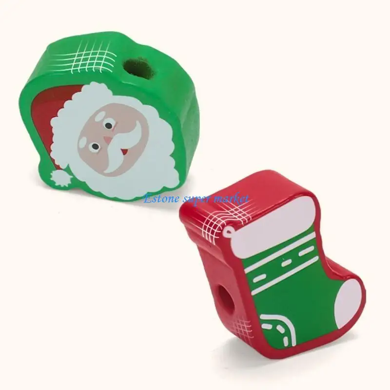 090b木製ビーズトイ学習スタッキングおもちゃ親子インタラクティブなおもちゃクリスマス装飾