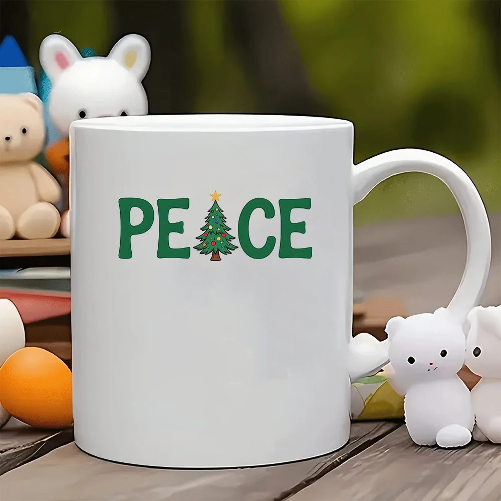 

11oz Cup + PEACE Christmas Tree Design + Peace Water Cup Christmas Gift Kids Cup Family Office Coffee Cup