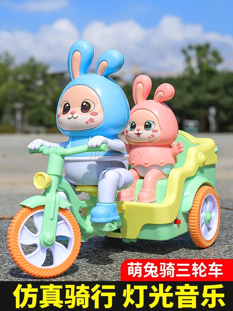 Children's electric toy, little rabbit riding tricycle, new music bike for 0-3-year-old babies