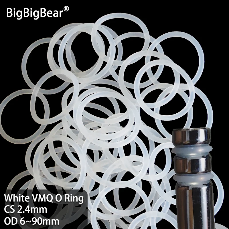 10/50pcs White Silicone VMQ O Ring CS 2.4mm OD 6/7/8/9 ~ 90mm Nontoxic Good Sealing Cooker Washer Silicone Rubber Seal Gaskets