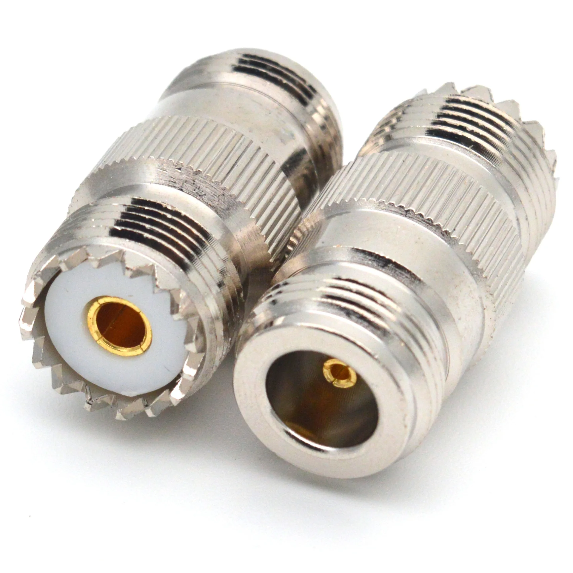 1 Stück N-Typ-Buchse auf UHF SO239 PL-259-Buchse RF-Koaxialadapter, gerader Vollmessing-Kupferanschluss – Detail 2