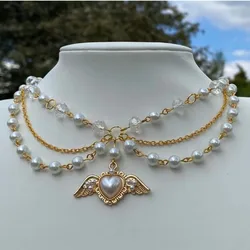 Rosary Cottagecore Victorian Romantic Vivienne Lana Pearl Wiccan Jewelry/Faerie Statement Necklace/choker chain/choker set/Fairy