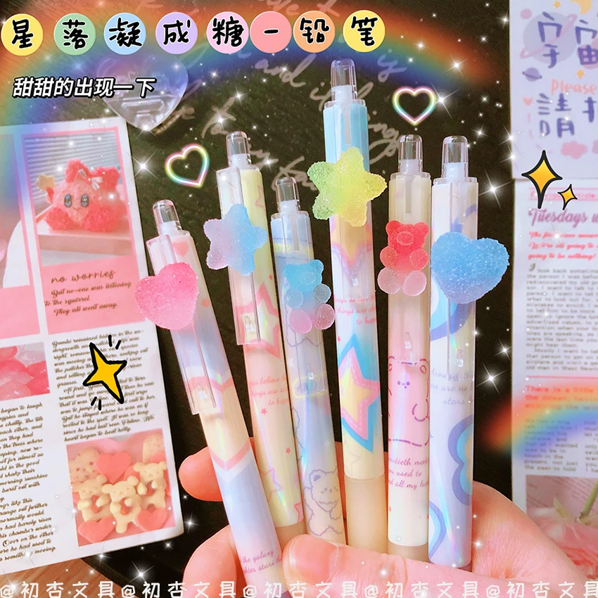 Automatic Mechanical Pencil 0.5 mm Kawaii Star Writing Pencils School Stationery Supplies Aesthetic Pretty Stationery