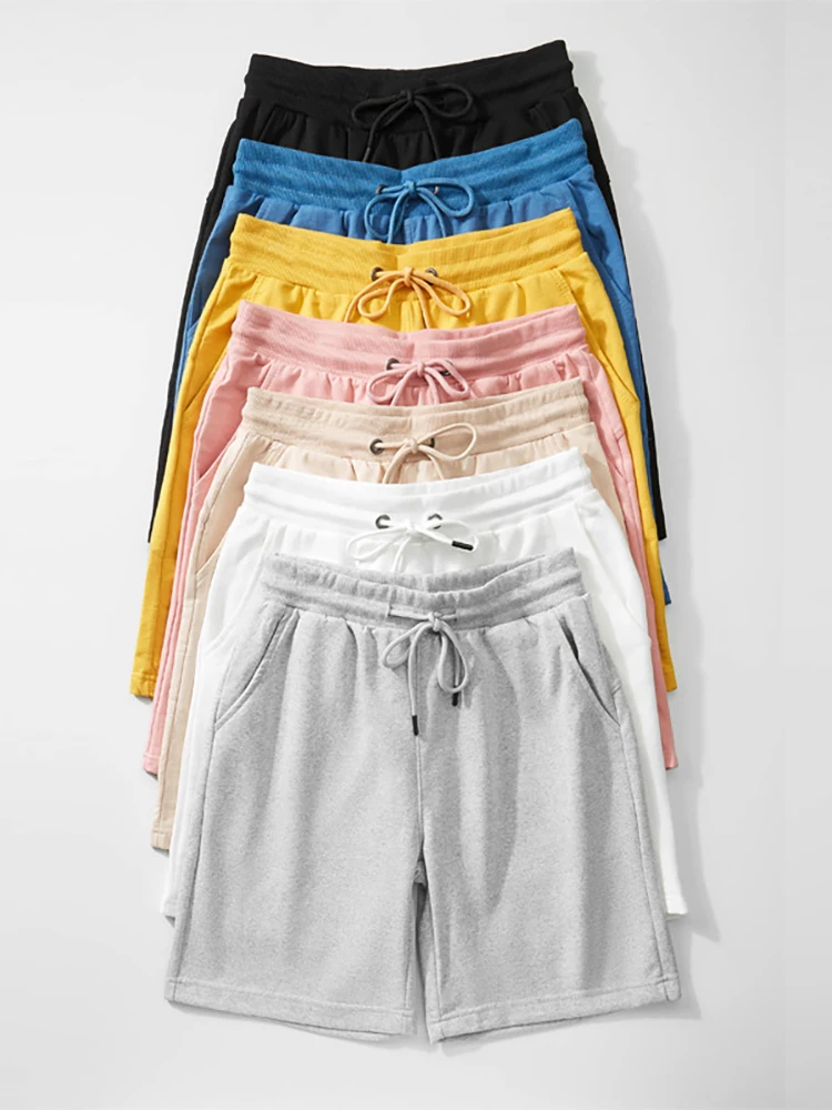 

Летние хлопковые спортивные шорты мужские свободного кроя, повседневные брюки прямого силуэта, длиной до колена, базовая модель, верхняя одежда