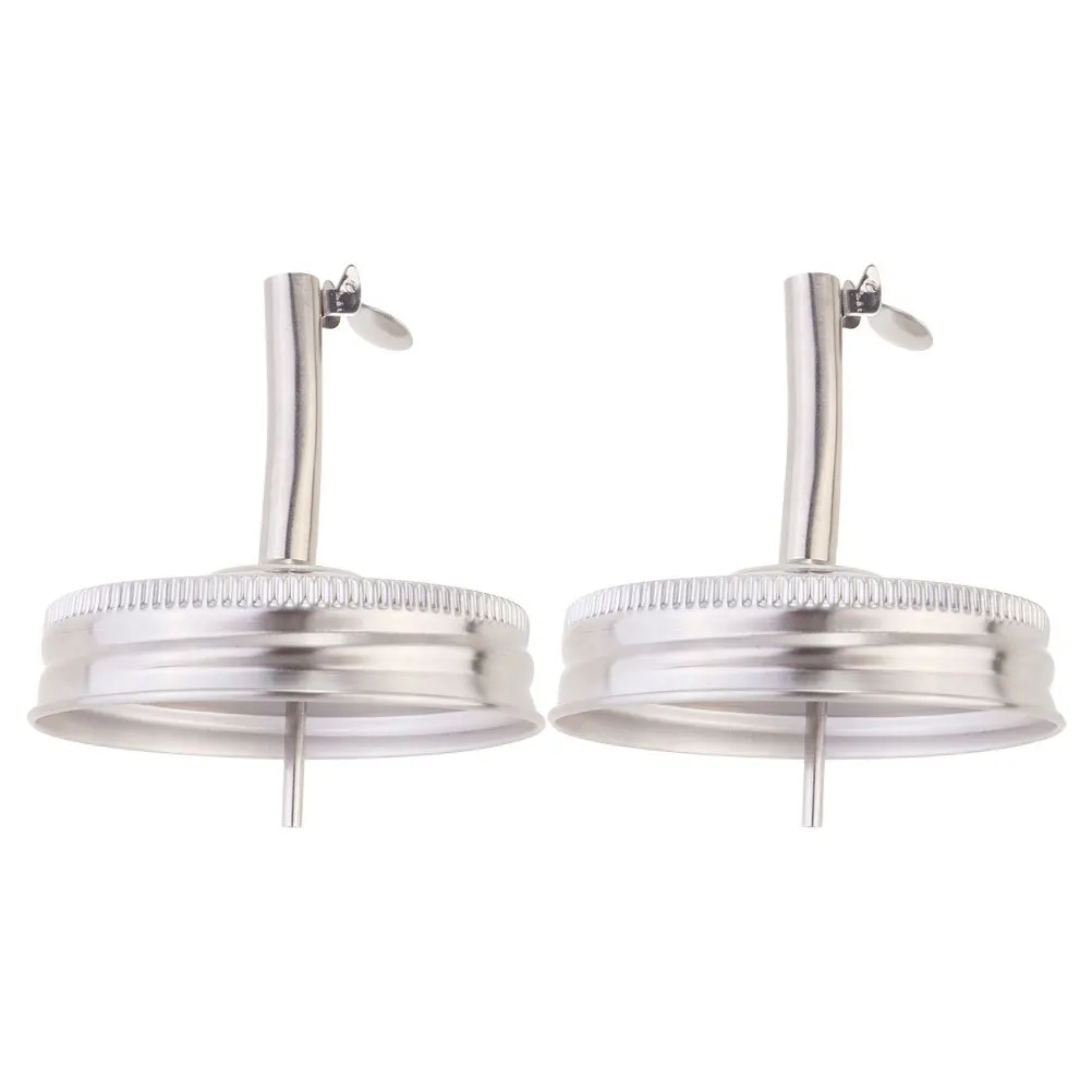 

2Pcs Jar Pour Spout Lid Stainless Steel Oil Cruet Pourer No Easy with Regular Mouth Jars Liquor