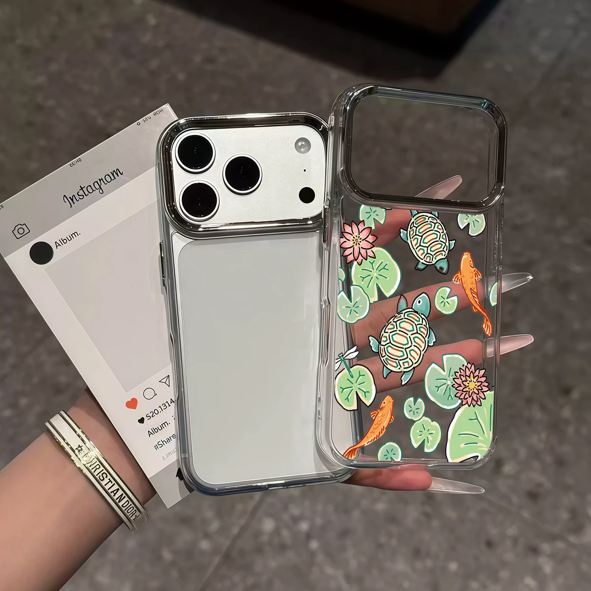 Pirve Transparent Phone Case For iPhone 18 Pro max 17 16 15 14 Plus 13 Pro ShockproofPond Turtle Dream Cover