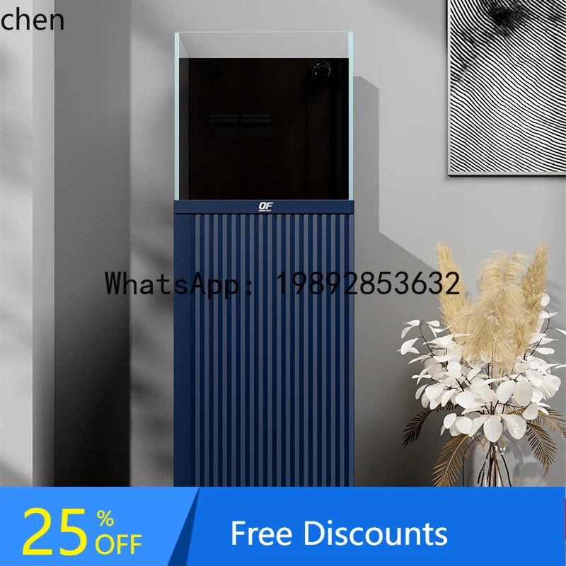 

fish tank household living room professional bottom ecological landscaping bottom cabinet ultra-white glass square tank