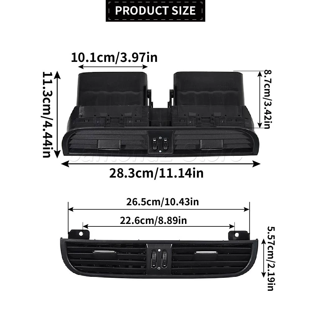 Neue vordere Mittelkonsole Lüftungsgitter für Fiat 500, Mittelheizungslüftung, schwarz oder elfenbeinfarben, 2008-2015, Ersatzteil – Detail 1