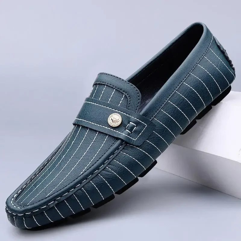 Sapato de couro casual masculino, mocassins britânicos selvagens de deslizar, verão, novo, 2022