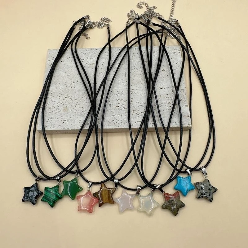 N5KE Fashion Trend Niche Color Star Pendant Collarbone Chain Temperament Simple Cold Wind Adjustable Leather Rope Necklace