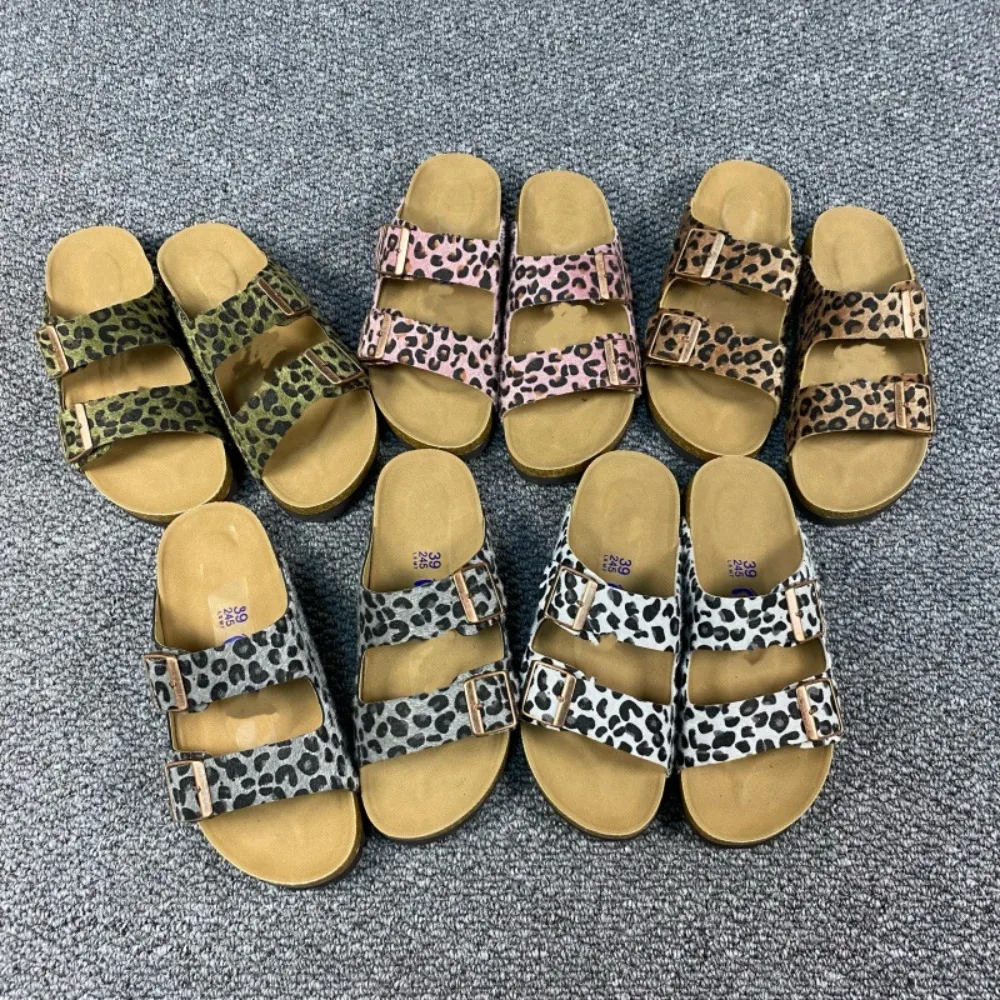 

Summer casual wear, Haken horsehair casual beach shoes, double button cork oversized women's drag