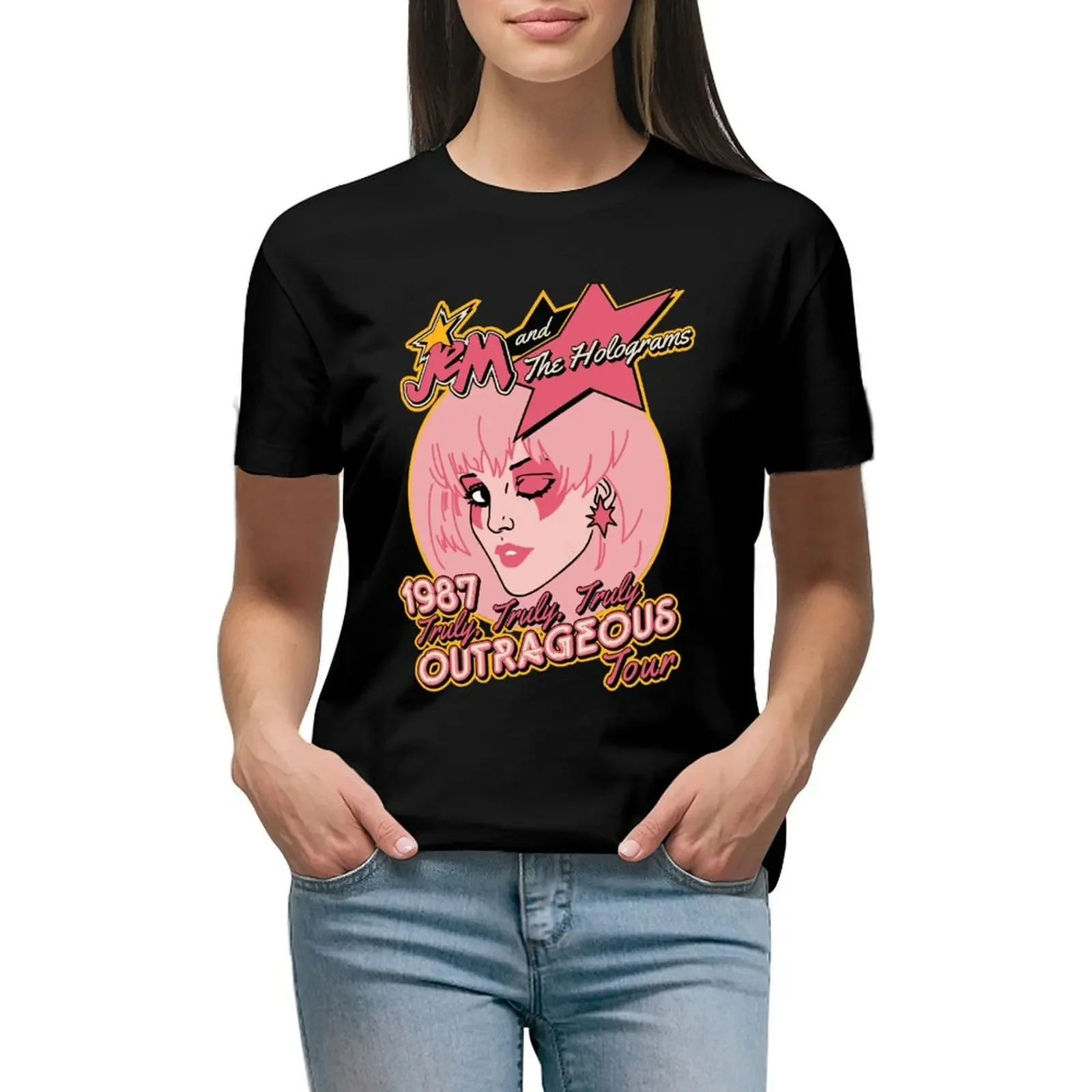 

Jem and The Holograms Tour T-Shirt funnys funny tees Female clothing western t-shirt dress for Women