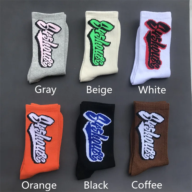 3Pair/Box Men\'s Socks New Autumn Colorful Letters Street Personality Wild Funny Hip Hop Couple Fashion Basketball Sports Socks