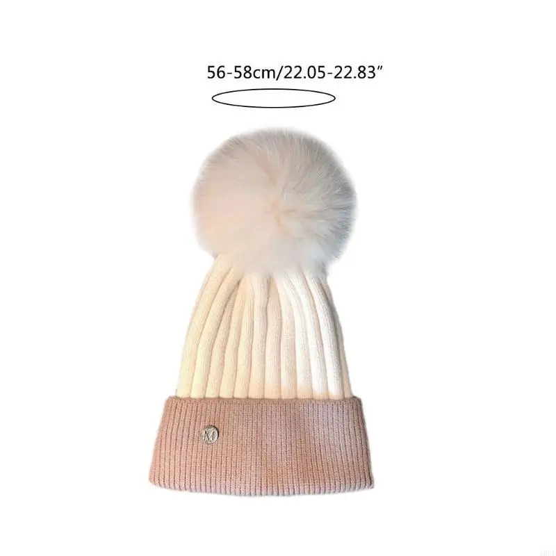 مرونة الفراء بوم بوم قبعة Skullies قبعة دافئة في الهواء الطلق محبوك قبعة الكورية نمط المرأة