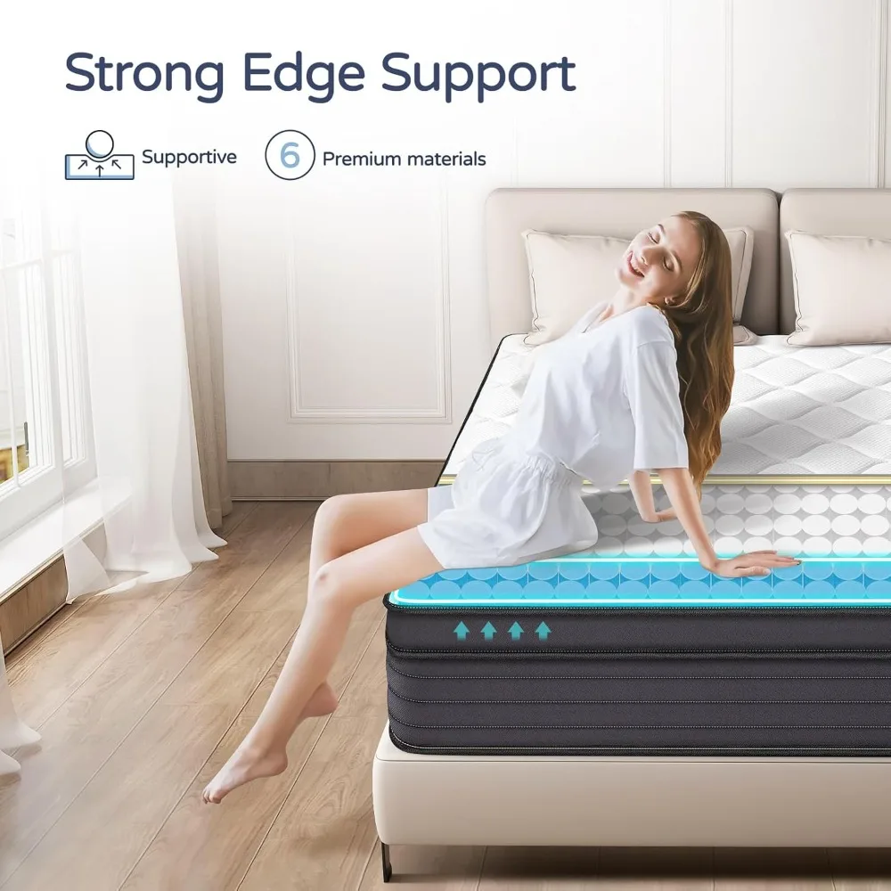 Hybrid 12-Inch King Size Gel Memory Foam Mattress with Enhanced Support and Motion Isolation in a Box