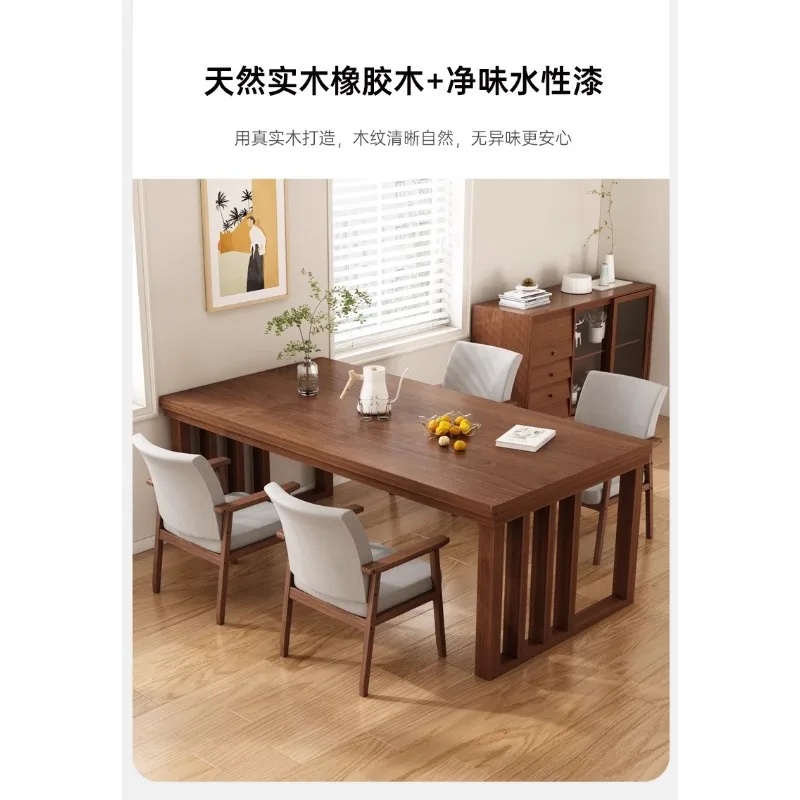 All solid wood dining table black walnut color household desk small apartment