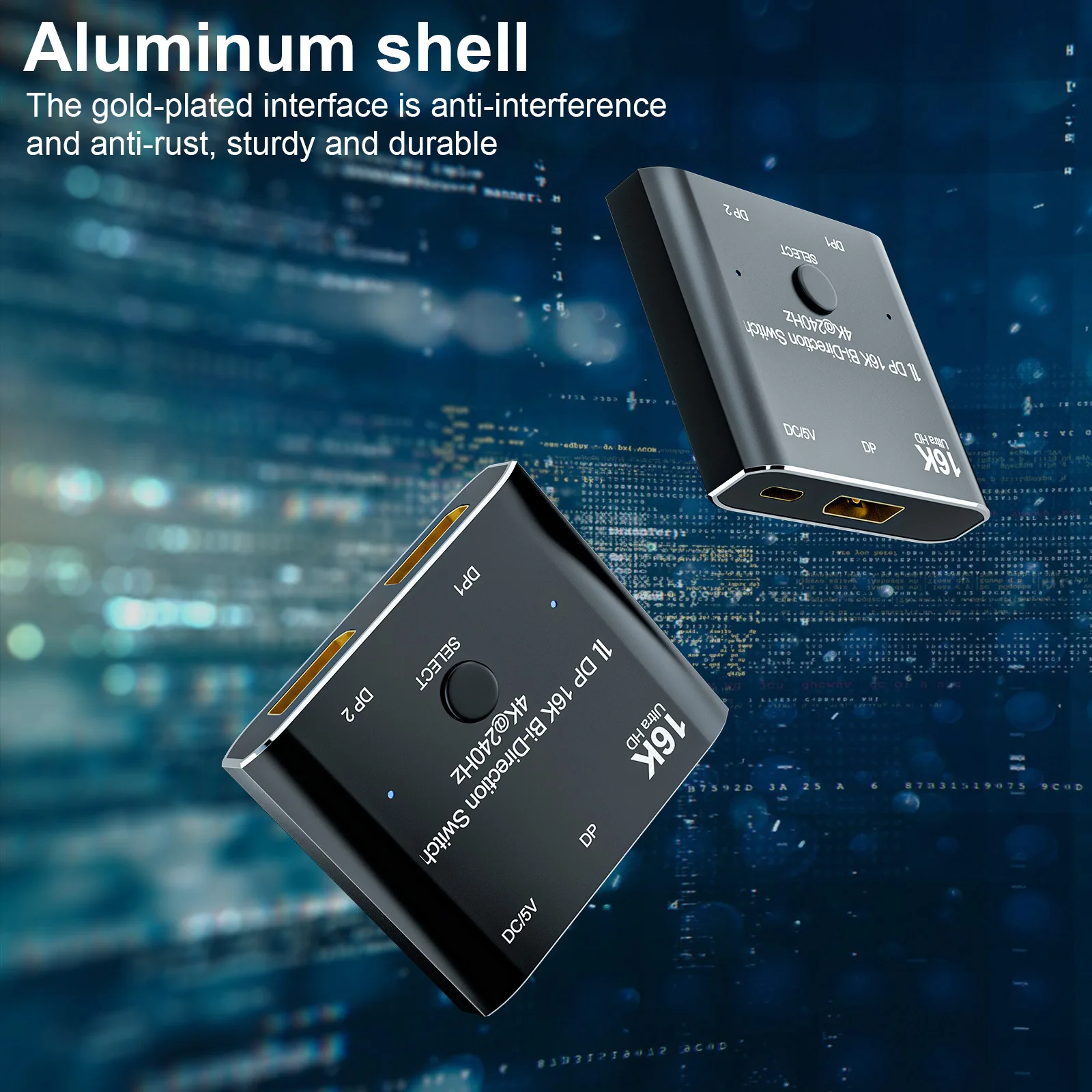 مفتاح منفذ عرض ثنائي الاتجاه ، HDR لشاشات عرض متعددة المصادر ، كابل ، 16K DP our ، 4K @ Hz ، 80Gbps