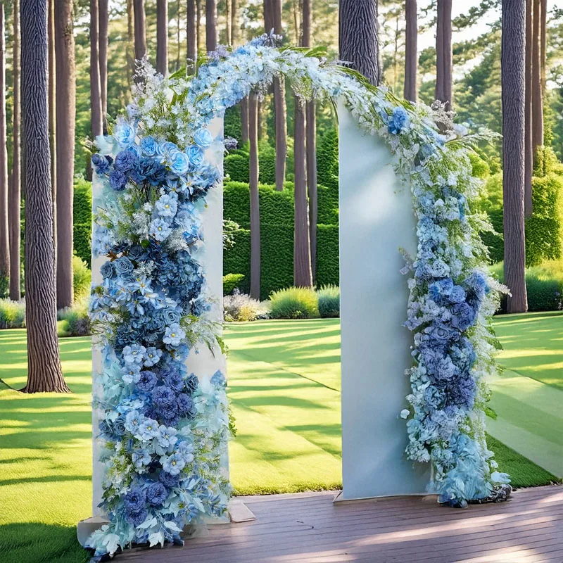 

2M Deep Blue Artificial Embroidered Ball Outdoor Wedding Birthday Party Finished Decorative Props Long Flower Arrangement
