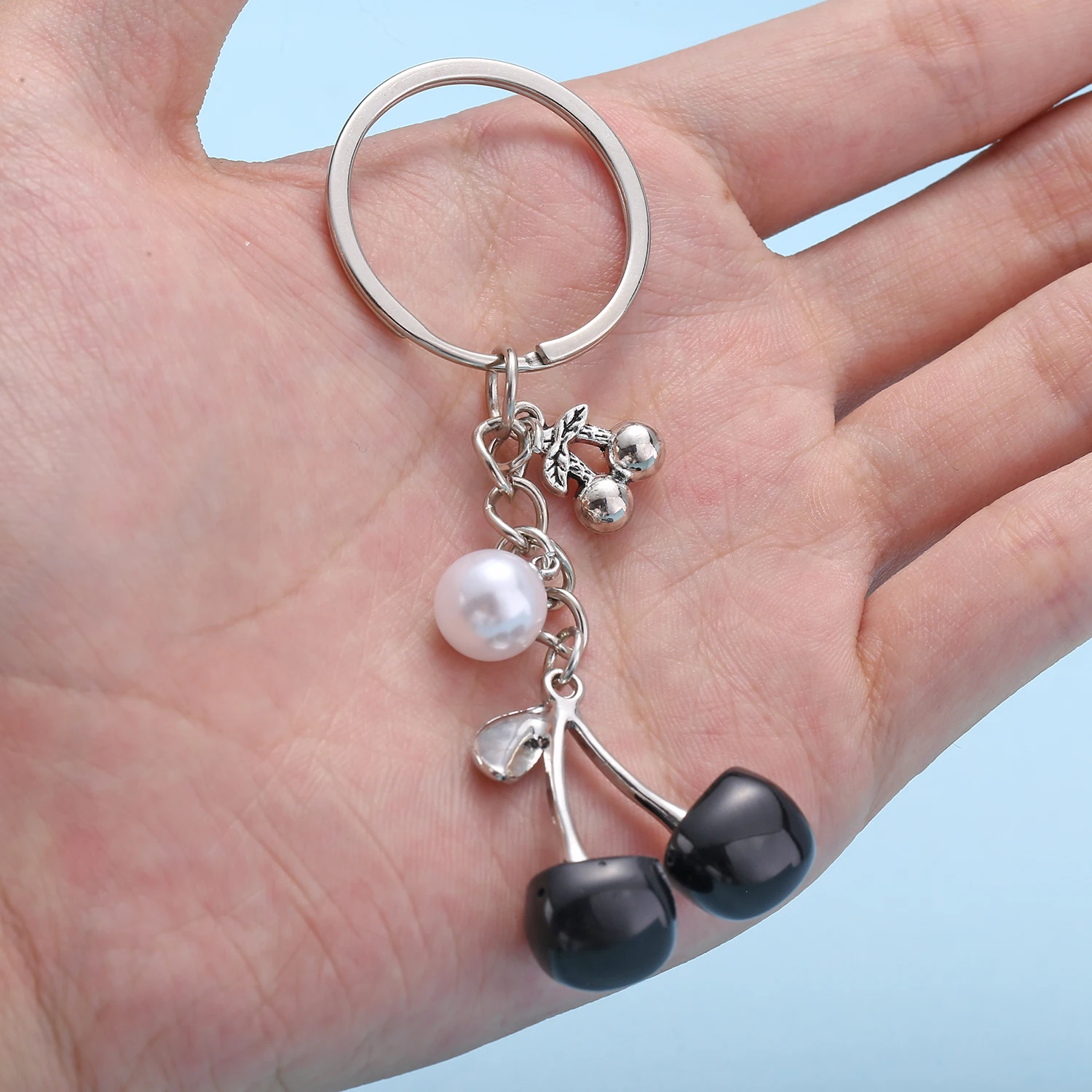 1pc Black Cherry Keychain, Fruit Realistic Simulation Cute Keychain, Cute Gift Bag And Car Ornament, Gift For Girls