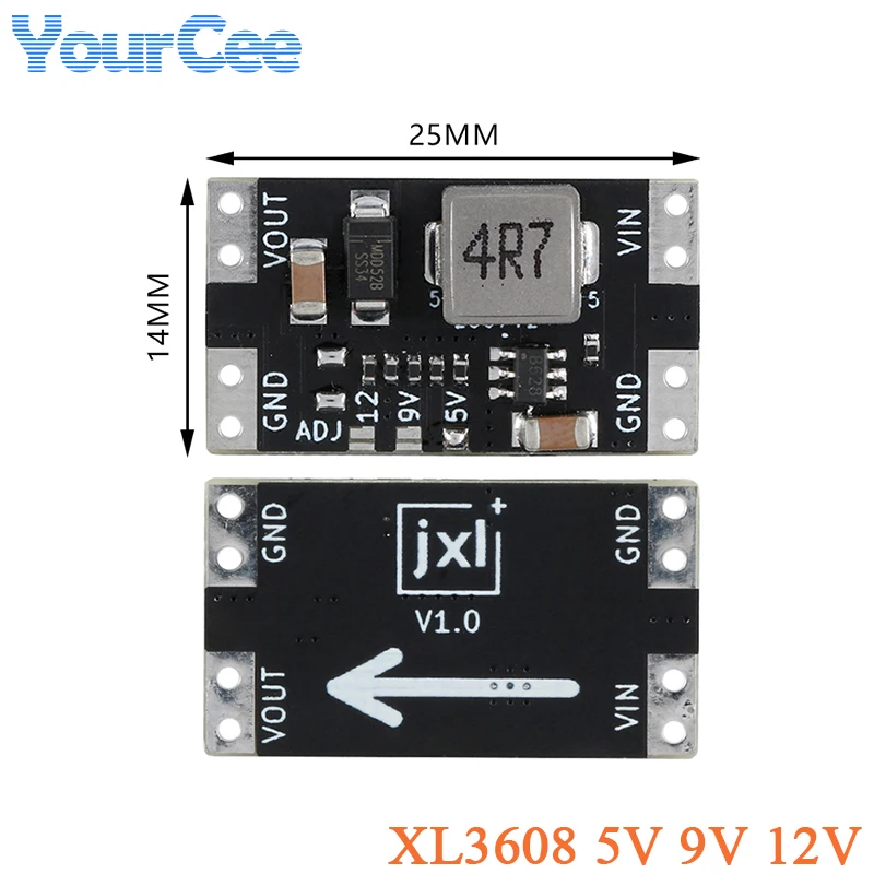 5 pz/1 pz 2A Mini Scheda Boost XL3608 2A 5 V 9 V 12 V DC-DC Interruttore Step Up Modulo di Alimentazione PWM/PFM 2.5 V-11.5 V Tensione di Ingresso