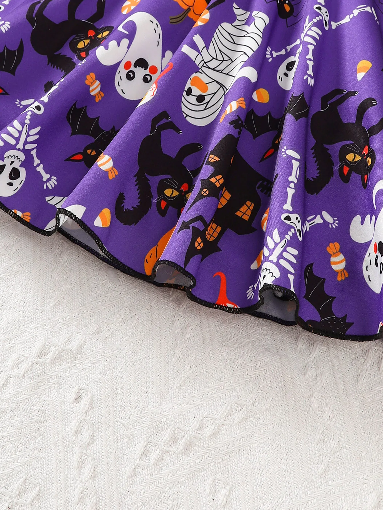 Halloween-Kleid für Mädchen mit Flügelärmeln, kleinem Teufel-Aufdruck und Schleife für 1-4-jährige Mädchen, Halloween-Feiertagskleid – Detail 6