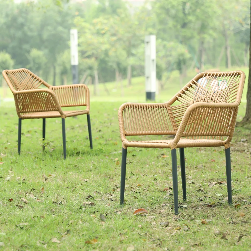 Outdoor Rattan Weaving Chairs Cafe Comfortable Garden Chair Modern Leisure Furniture New Dining Chairs Design Patio Handmade PE