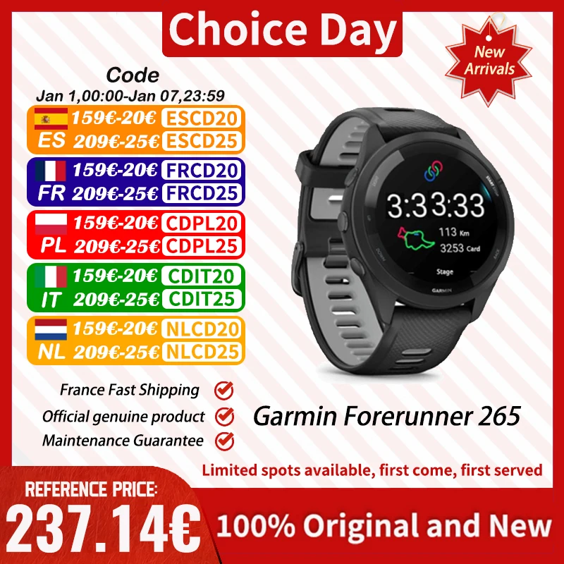 Reloj deportivo Garmin Forerunner 265 GPS para exteriores correr Fitness maratón natación ritmo cardíaco chino oxígeno en sangre reloj inteligente