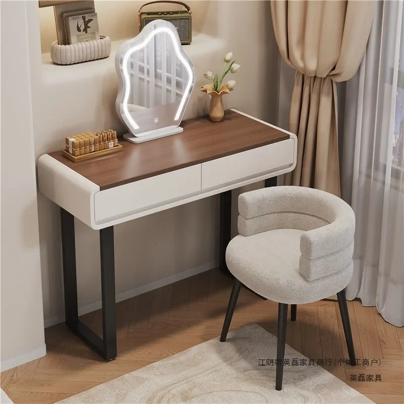 AOLIVIYA Walnut Slate Light Luxury Small Apartment Bedroom Dressing Table Set Women Girl Makeup Vanities Desk