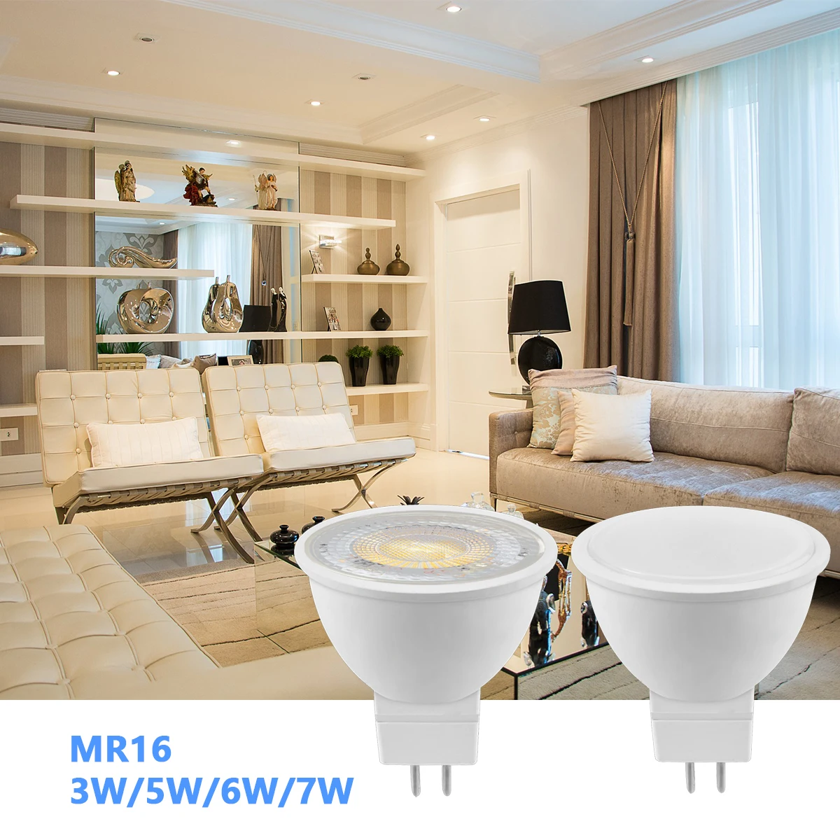 Foco halógeno MR16 para decoración del hogar, blanca cálida luz de día, 8 piezas AC/DC12V-24V, 3W-7W, reemplazo de Foco halógeno de 50W