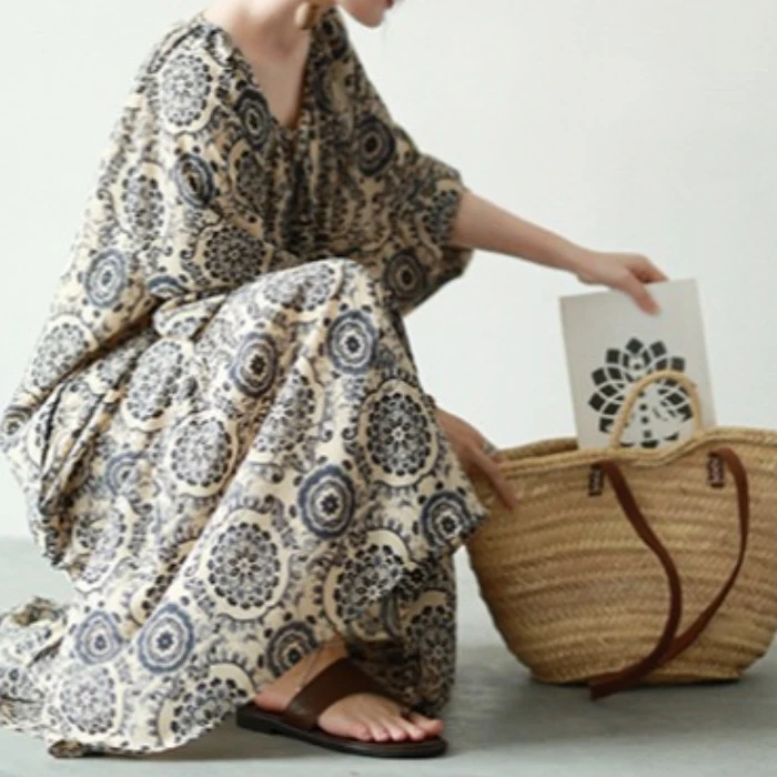 

Платье в стиле ретро с милым цветочным принтом и поясом V-Ne, женская одежда большого размера, белый улучшающий длинный халат, юбка с хвостом S...