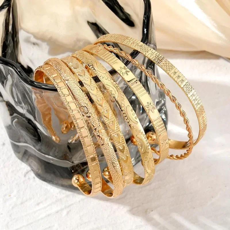 7pcs Golden Bracelets for Women, Silvery Bracelet Clothing Jewelry Fashion Disco Bracelet Golden Bracelet