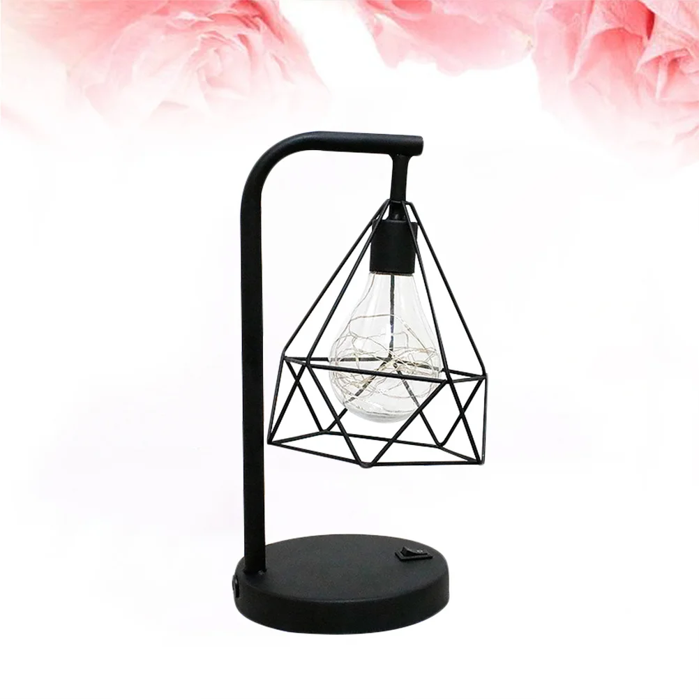 

Iron Art Lamp Bedside Industrial Cage Table Light For Bedroom Home Bar Decor Metal Shade Bedside Night Light
