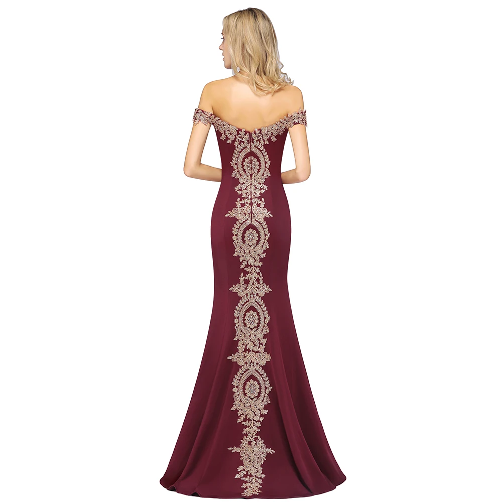 Vestidos de noche largos de sirena color borgoña de Navidad Vestido sexy de lentejuelas con hombros descubiertos y espalda descubierta Vestido ajustado hasta el suelo