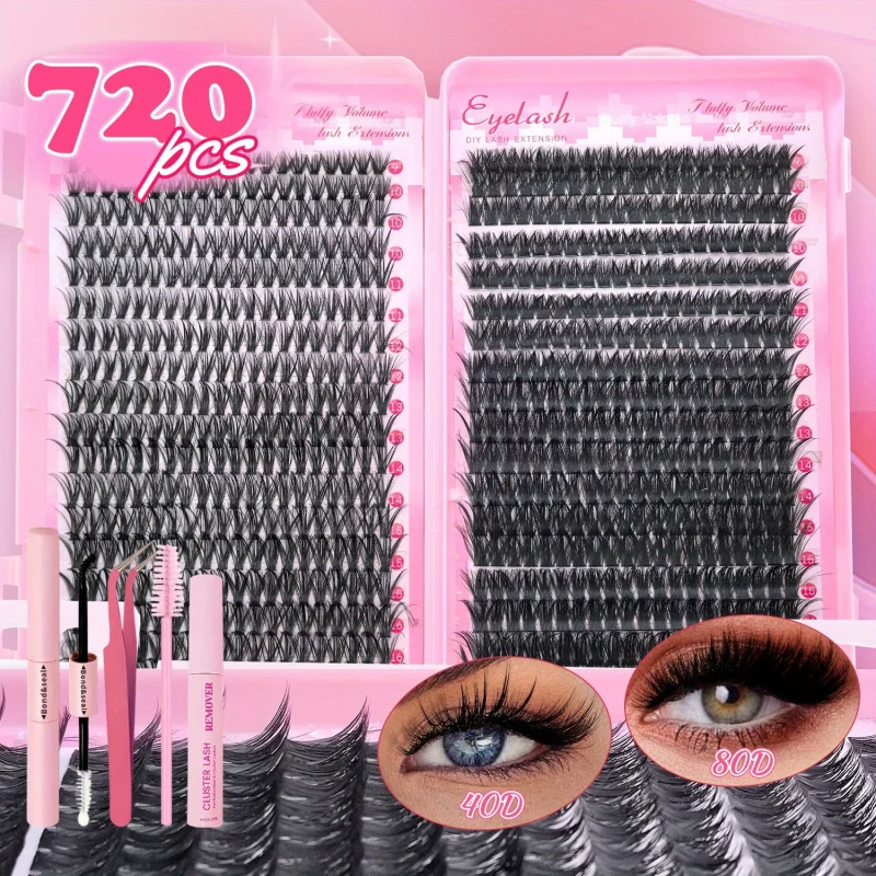 مجموعة هدايا رموش احتفالية 800/720 قطعة رموش رقيقة ذات سعة كبيرة وعالية الجودة، مثالية للهالوين، مكياج عيد الميلاد