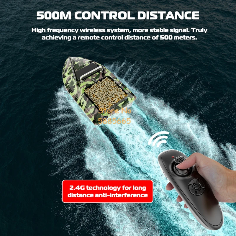 Large Waterproof Smart Electric RC Bait Boat 500M 2KG Loading Fixed Speed Cruise Dual power Supply Remote Control Fishing Boat