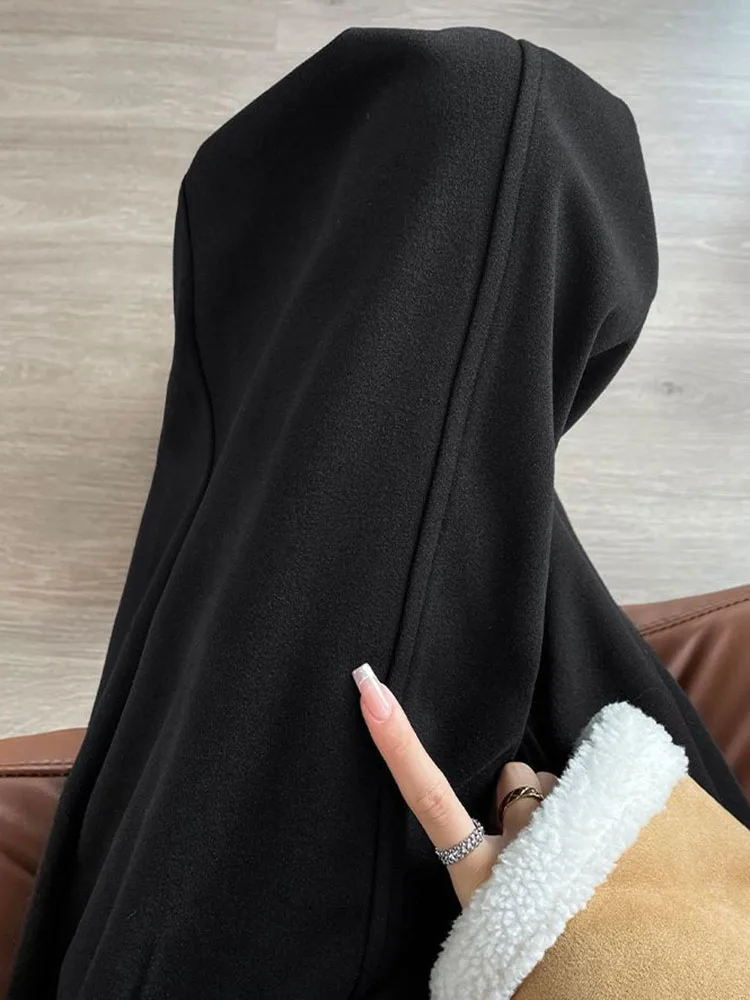سراويل مستقيمة فضفاضة على الموضة الكورية للسيدات غير رسمية عالية الخصر مخملية مبطنة بأرجل واسعة سراويل شتوية دافئة متينة وسميكة Spodnie #6