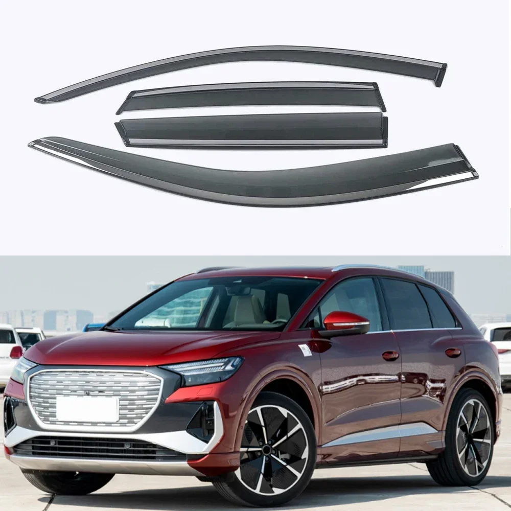 For Audi Q4 e-tron 2021-2024 Car Window Sun Rain Shade Visors Shield Shelter Protector Cover Trim Frame Sticker Accessories