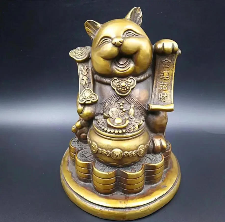 Copper statue Copper, gold, cat, ornament, fine craftsmanship, exquisite shape, regular packing, strong implication, fine metal