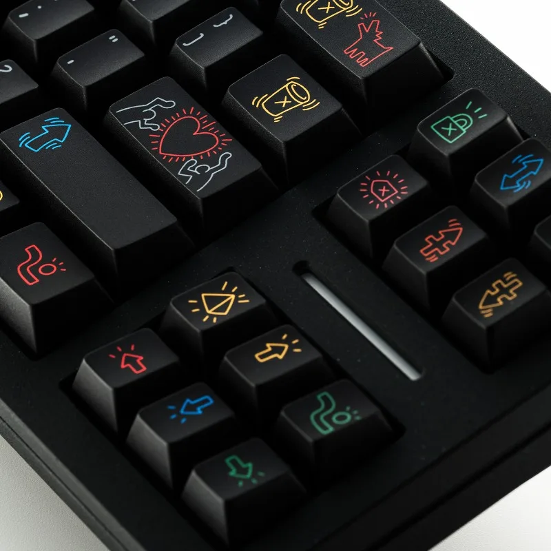 FBB Graffiti Dark Theme Keycaps Set Customized PBT Sublimation Cherry Profile Keyboard Cap for Mechanical Keyboard Accessories