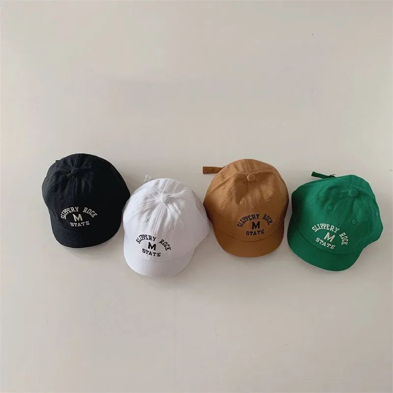 Korea New Casual Letter Cap Baby Simple Classic Peaked Caps Boys Cool Embroidery Baseball Hat Girl Adjustable Short Brimmed Hats