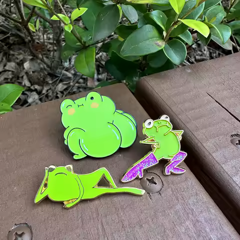 Cute Frog Series Enamel Pin Funny Aniaml Badge Brooch for Jewelry Accessory Gifts for Kids Friends
