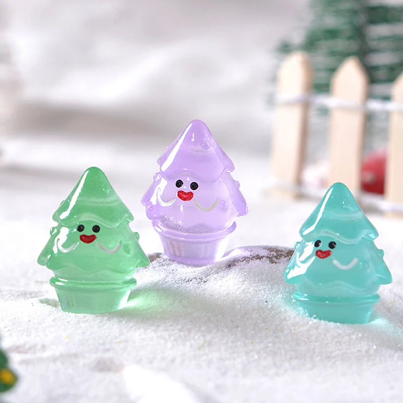 5pcs/1pcs Mini Luminous Christmas Tree Ornaments Figure Decor Kids New Year Gift